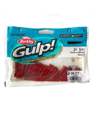Berkley Gulp Saltwater Sandworm 5cm LRF Silikon Yem - Bloody - 1