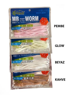 Captain Mad Bite Worm 10cm Kokulu LRF Silikonu 0.8gr 15 Adet - 2