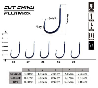 Fujin Cut Chinu Çapraz Deliksiz Olta Kancası - 2