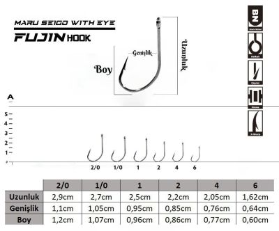 Fujin Maru Seigo With Eye Çapraz Delikli Olta Kancası - 2