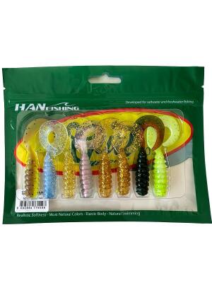 Hanfish Gurt 70mm 8 Adet Silikon Yem ( Mix Paket 1) 7 Farklı Renk - 1