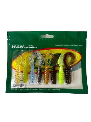 Hanfish Gurt 70mm 8 Adet Silikon Yem ( Mix Paket 3) 8 Farklı Renk - 1