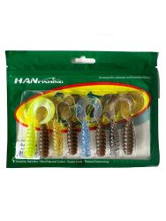 Hanfish Gurt 70mm 8 Adet Silikon Yem ( Mix Paket 4) 5 Farklı Renk - HanFish