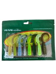 Hanfish Gurt 70mm 8 Adet Silikon Yem ( Mix Paket) 8 Farklı Renk - HanFish