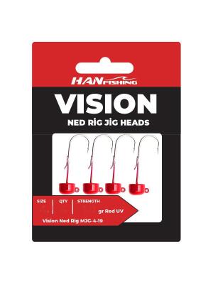 Hanfish Vision Ned Rig Red Uv Jig Head - 1