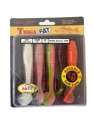 Lucky John Tioga Fat 3.9'' 9.91 cm 5 Adet Silikon Yem – Mix 5 Farklı Renk - 1