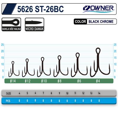 Owner 5626 St-26 Black Chrome Çarpma İğne No 10 - 2