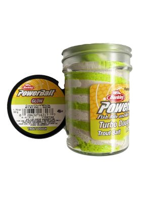 PowerBait Turbo Dough Trout Bait Glow-Chr-White
