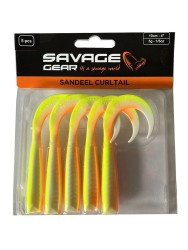 Savage Gear - Savage Gear LB Sandeel Curltail 10cm Lemon Back 5 Adet