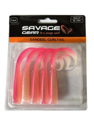 Savage Gear - Savage Gear LB Sandeel Curltail 10cm Pink Glow Back 5 Adet