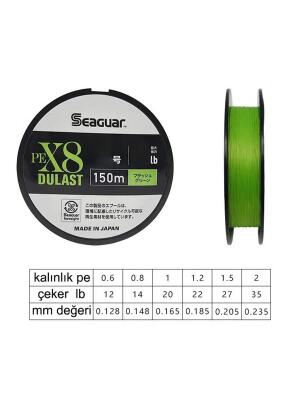 Seaguar Dulast PE 8 Örgü Spin İpi 150mt Flash Green - 2