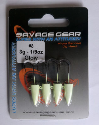 Savagear LRF Micro Sandeel 4pcs Glow Jighead