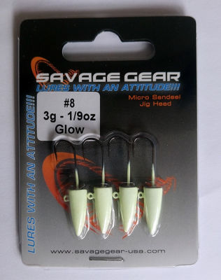 Savagear LRF Micro Sandeel 4pcs Glow Jighead - 1